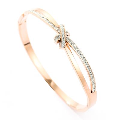 China Miss Korean version of the diamond cross queen bracelet titanium steel female rose gold bracelet zircon fashion personality bracelet for sale