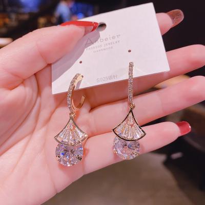 China 925 Small Fan Friendly Korean Exquisite Zircon Earrings Silver Gold Plated Crystal Earrings Needle Earrings for sale