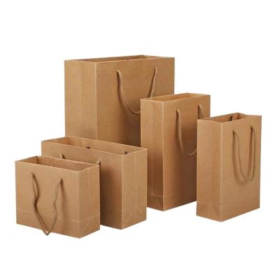 China Customized Customized Brown Customized Handmade Paper Sack Packaging Handle Kraft Paper Flat Bag For Clothing Shoes Grocery for sale