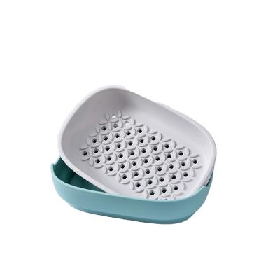 China 2021 simple new soap dish pp plastic soap holder for bathroom and shower double layer draining soap box for sale