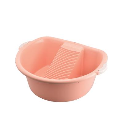 China High Quality Hand Wash Basin New Design Large Easy Wash Round Shape Plastic Laundry Sink With Washboard for sale