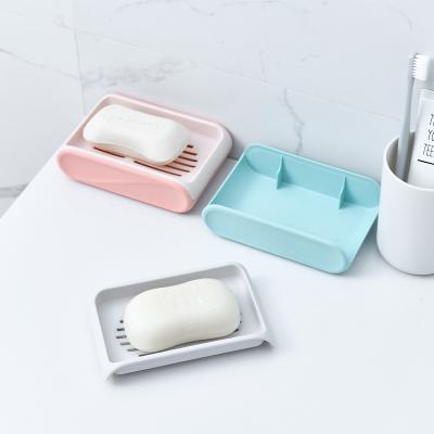 China Factory direct sale pp simple plastic box simple soap holder eco-friendly holder for home hotel bathroom double layer drain soap box for sale