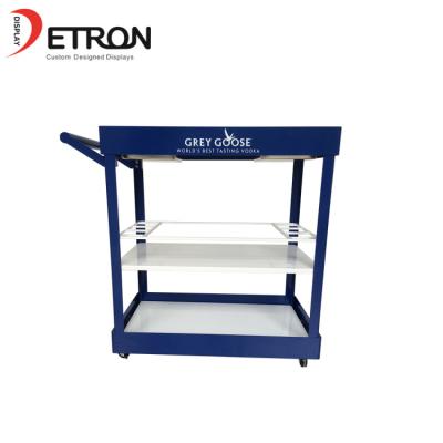 China Countertop Display Hotel Restaurant Dining Car 2 Tier Cart Display Rack Food Vending Trailer Cars for sale