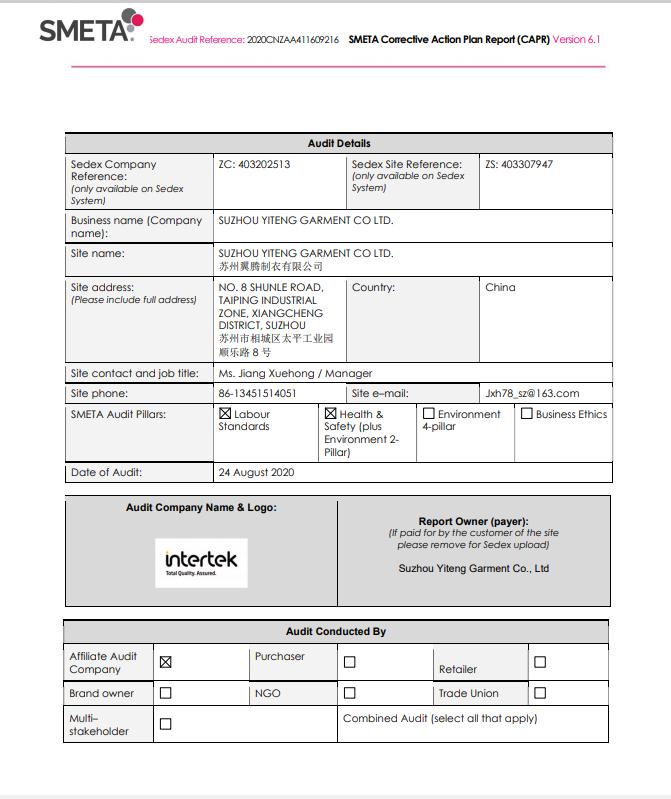 sedex - Suzhou Mygreen Textiles Co., Ltd.