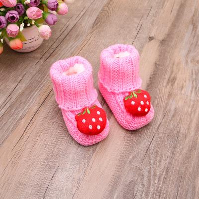 China GYM Shoes-639836 New Design Lightweight Winter Lightweight Fleece Double Layer Crochet Baby Shoes 150g/pairs 3-11month Newborn Warm Newborn Laceless for sale