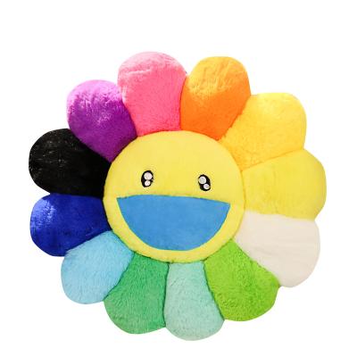 China Plush Stuffed Sun Flowers Pillow Colorful Sun Flowers Mat Stuffed Toy Plush Rainbow Cushion Floor for sale