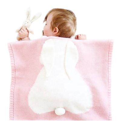 China Bunny Shaped Knitted Baby Blanket Flame Retardant Cotton Newborn Toddler Bed Blanket For Boys&Girls for sale