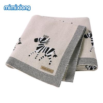 China Wearable Cotton Baby Knitted Zebra Jacquard Baby Wrap Covering for sale