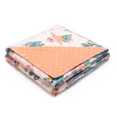 China Portable Wholesale Cartoon Minky Baby Blanket Custom Printed Soft Dot Blanket for sale