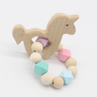 China Wholesale Wooden Baby PORTABLE Baby Ring Rattle Wood Animal Teether for sale