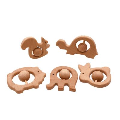 China PORTABLE Wholesale Wooden Baby Rattle Wooden Animal Teether for sale