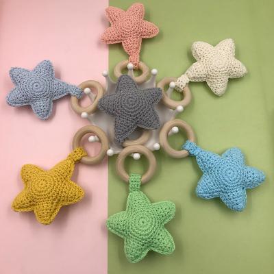 China Wholesale Colorful Silicone Crochet Star Baby Molars Bracelet Necklace Toy Five-pointed Baby Teether for sale