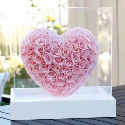 China Timeless Stabilized Immortal Infinite Designs Christmas Gift Home Decor Real Touch A Grade Preserved Roses In Acrylic Box for sale