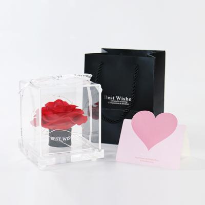 China Factory Direct High Quality Amazon Factory Direct Customized Eternal Roses Acrylic Gift Box For Women Gift 10.5*10.4*10.5CM for sale