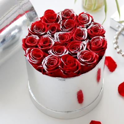 China Real Natural Grow Roses Every Love Customized Logo Multiple Colors Immortal Infinity Eternal Stabilized Forever Preserved Roses In Round Box for sale