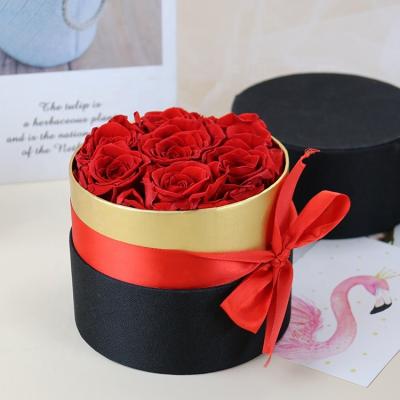 China /Handmade Hour Preserved Flowers Amazon Hot Selling Roses Natural Real Eternal Roses In Round Box For Valentine's Day for sale