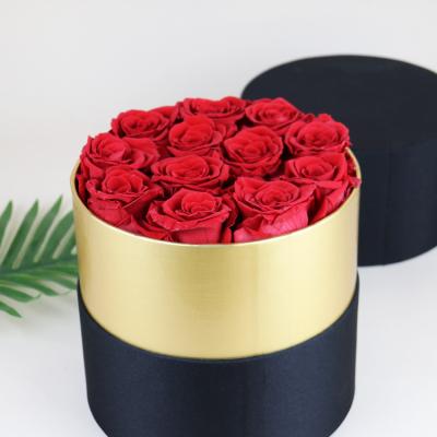 China Amazon Time Handmade/Sustainable Hot Sale Natural Preserved Roses Everlasting Flowers 4-5cm Real In Round Box For Valentine's Day for sale