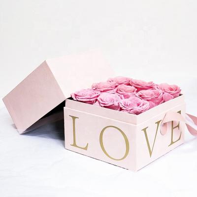 China Handmade/Durable Every Love Gift Rose Flower Boxes Long Time Life Preserved Forever Eternal Roses In Square Gift Box Sets For Women for sale