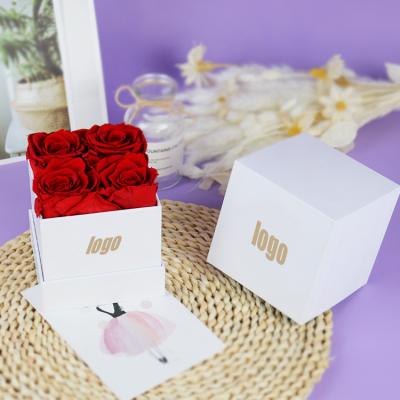 China Amazon Flower Gift Box 2022 Handmade/Time Lasting A Grade Hot Selling Fresh Preserved Fresh Rose In Square Box For Valentine Gift for sale