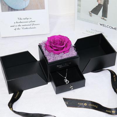 China Grade Preserved Luxury Customized Real Rose Hot Sale Eternal Natural Rose Preserved Roses In Acrylic Flowers Box For Valentines Day Gifts Wholesale for sale