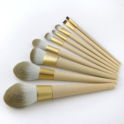 China Angular Blush Private Bristle Rebrand 9pcs Makeup Brushes Gold Soft Makeup Customized High Quality Set Brush for sale