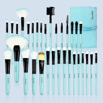 China Angular Blush KENO 10% Off 32PCS Colorful Makeup Brushes Premium Full Black Makeup Brush Set Luxury Soft Makeup Brush Set With Logo for sale