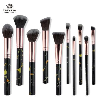 China Angular Blush Custom Logo Private Label Cosmetic Makeup Brush Set KENO Wholesale 10PCS Natural Makeup Brush Set Animal Hair Brush Set for sale