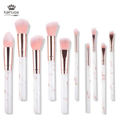 China Angular Blush Cosmetic Brush Cheap Kit Face Makeup Brushes KENO Makeup Brush Set Dropshipping Suppliers 10PCS for sale