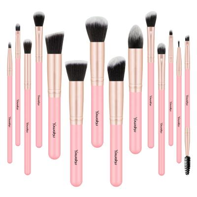 China Angular Blush Pink Logo Custom Makeup Brushes Cosmetic Makeup Brush Set KENO High Quality 14PCS Professional Makeup Brush Tools Set for sale