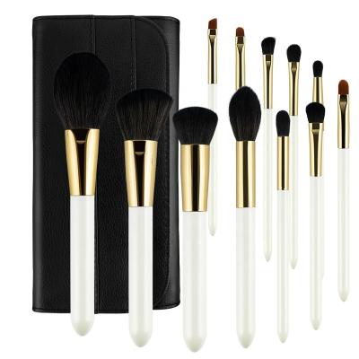 China Angular Blush KENO Free Sample 12PCS White Wooden Handle Makeup Brush Set Makeup Brushes Brushes For Make Up for sale