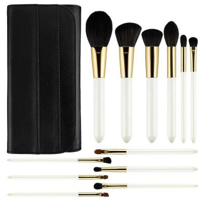 China Angular Blush KENO 12PCS Makeup Set Brush White Vegan Glod Cosmetic Make Up Brushes High Quality Private Label Makeup Brushes With Bag for sale