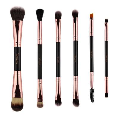 China Angular Blush KENO Custom Logo Low MOQ 6PCS Double End Multifunctional Makeup Brush Foundation Eyeshadow Cosmetics Brush for sale