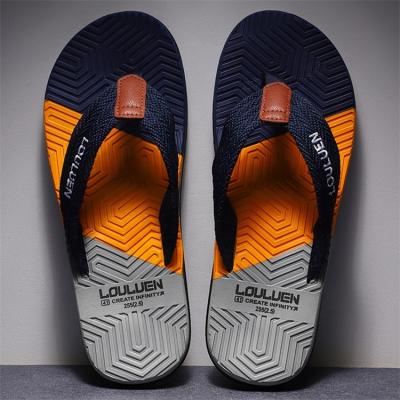 China Fashion Trend High Quality Brand Flip Flops Summer Beach Flip Flops Men Shape Outdoor Beach Breathable Casual Slippers for sale