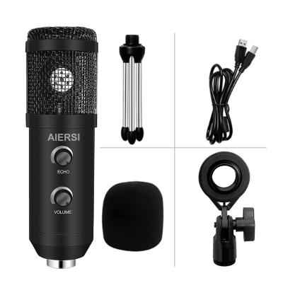 China Handheld Microphone Portable Wireless USB Desktop Wired Condenser Mic Live Broadcasting PC Computer Laptop Laptop Singing Metal Recording Microphone for sale