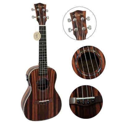 China Brand Java Ebony Soprano Aiersi 21 Inch Ebony Electric Ukulele Ukelele 4 String Kids Guitar Musical Instruments for sale