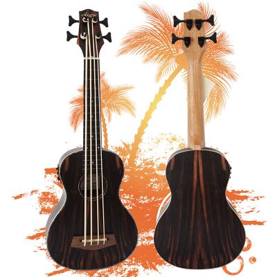 China Java Ebony Aiersi Brand Java Bass Guitar Fretless Wood Ukulele Ebony Handmade Electric Bass Ukulele U Body for sale