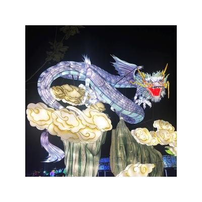 China Customized Decorative Electric Chinese Paper Outdoor Indoor Dragon Lantern Traditional Hand Made Garden Cloth for sale