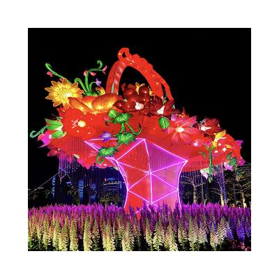 China New Year Silk Cloth Lantern Festival Decoration Indoor Outdoor Led Chinese Outdoor Sculpture for sale