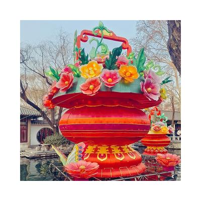 China Indoor outdoor chinese festival handmade waterproof silk lanterns for flowers for sale