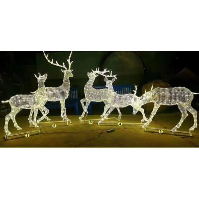 China Garden Deocration Metal Art Garden Abstract Animals Wire Sculpture Stainless Steel Gold Hollow Deer Sculpture for sale