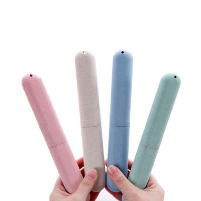 China Sustainable Eco Friendly Biodegradable Straw Toothbrush Box Holder Portable Travel Toothbrush Case for sale