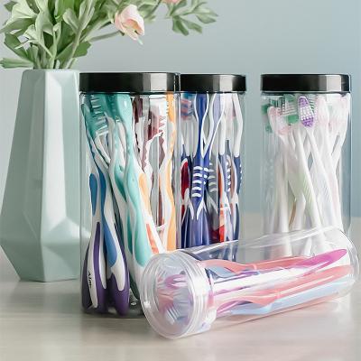 China Manual In Stock 10 Pcs Barrels Household Bristle Soft Toothbrush Macaron Adult Travel Cleaning Adult Toothbrush for sale