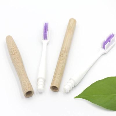 China Biodegradable Luxury Bamboo Wooden Handle Replaceable Refill Manual Split Toothbrush with Two Replaceable Toothbrush Heads for sale