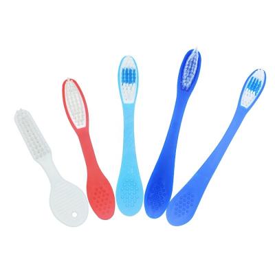 China Anti-Swallow Profession Silicone Rubber Grip Anti-Swallow Safe Soft Short Prison Toothbrush for sale