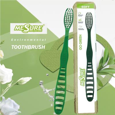 China 100% Biodegradable Eco-friendly Material RPET PLA Material Toothbrush With Charcoal Bamboo Bristle Toothbrush Adult Toothbrushes for sale