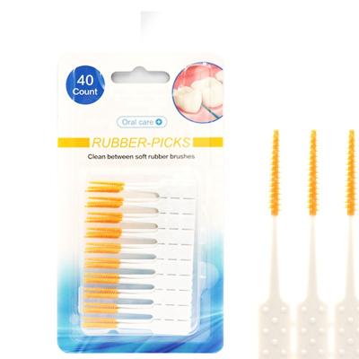 China 40pcs/set Softer Floss Sticks Clean Adults Between Teeth Floss Brushes Toothpick Toothbrush Care Dental Oral Tooth Interdental Brush for sale