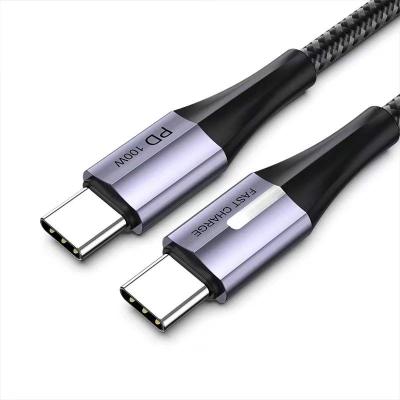 China Multi Function Data Transfer Cable 100w Nylon Braided 3ft 6ft Type-C to USB C Cable for Computer Transfer Data Cable Charging Cell Phone Cords for sale