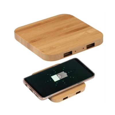 China Mobile Phone Smart Multi Function USB Phone Portable Fast Wireless Handsfree Charger 2 Dual in 1 Bamboo and Wood Wireless Charger for sale