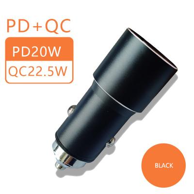 China China-chic New Super Car Charger 20W Mini All Metal Fast USB C Car Charger Adapter PD&QC 3.0 Dual Port For iPhone 13 12 11 pro Max X XR XS for sale