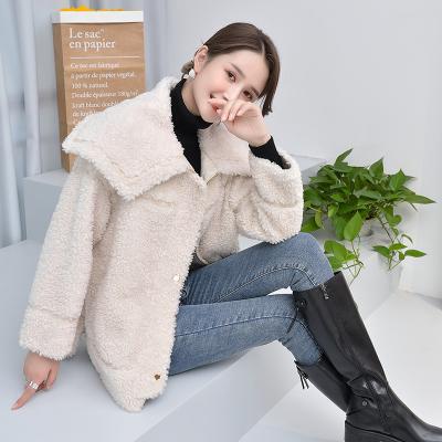 China 2020 new fashion winter autumn and warm windproof and comfortable casual 100% pure wool ladies fur coat for sale